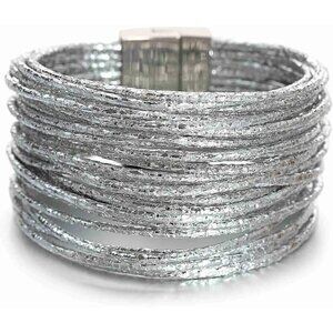 Women's String Silver Boho Leather Wrap Multi Layer Pearl Crystal Bracelets